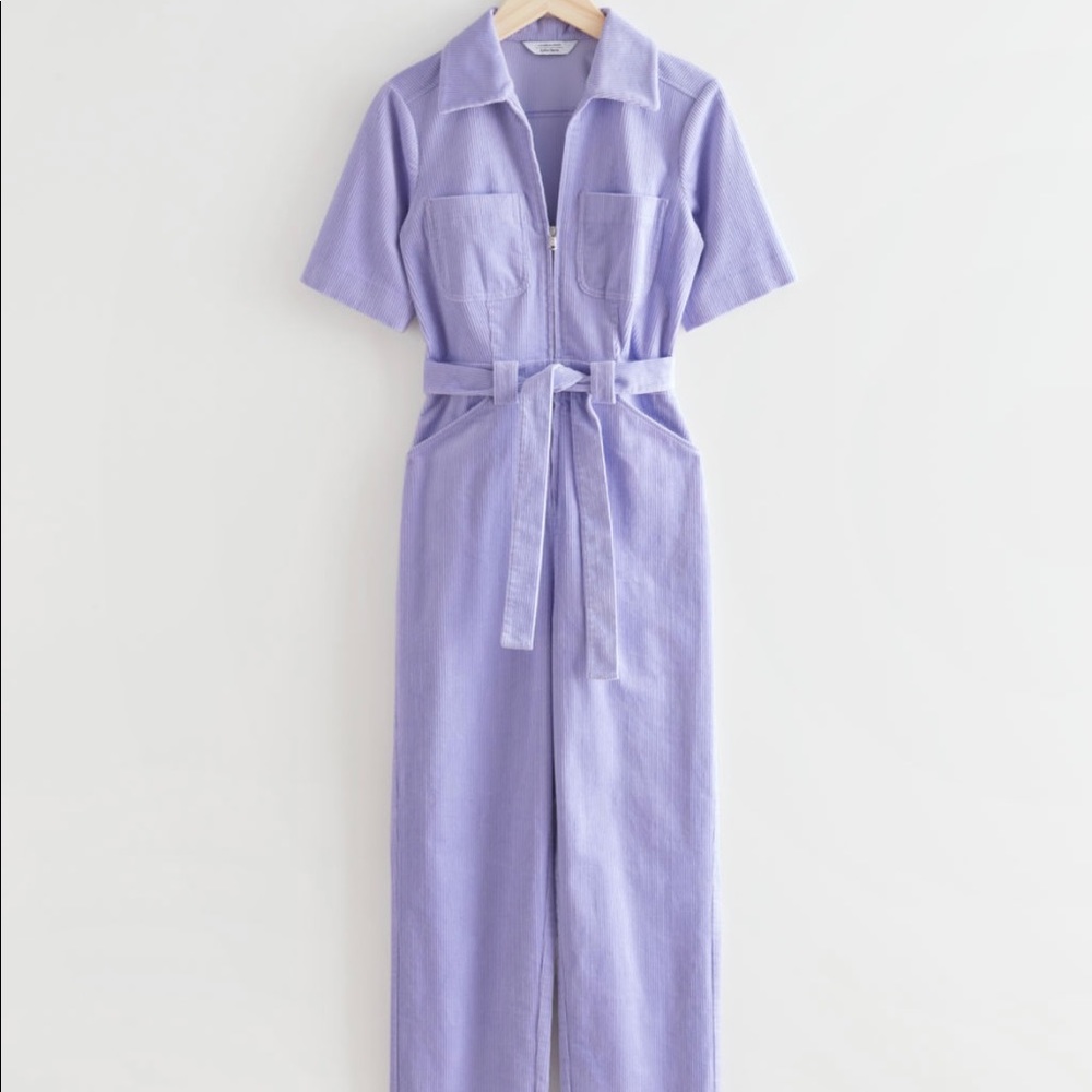 & Other Stories corduroy purple jumpsuit